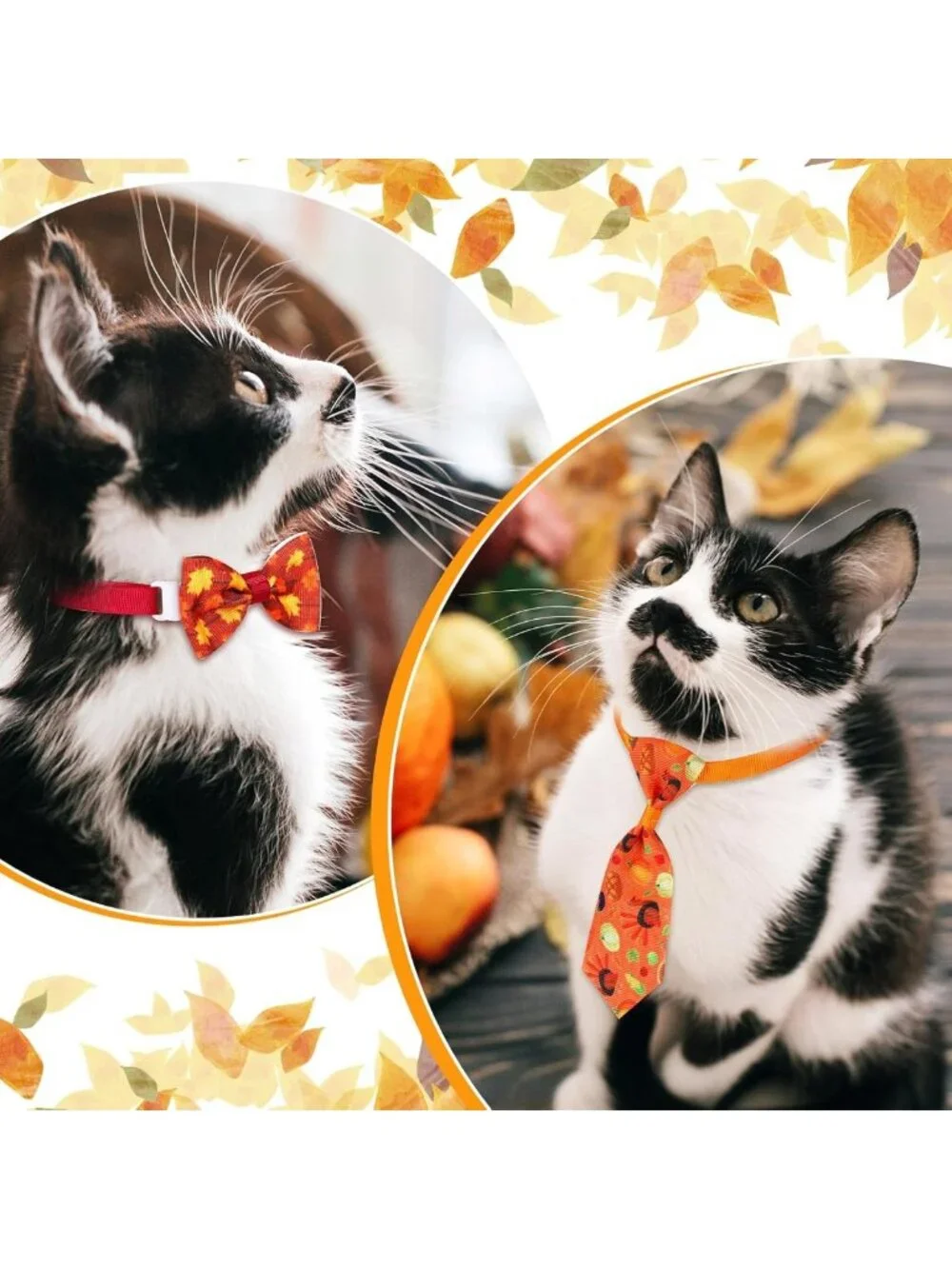 150 Pcs Adjustable Fall Dog Bow Ties & Neckties with Maple Leaves Design